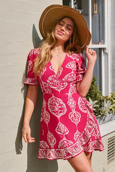 Cupshe Soft Orchard Ornate Mini Dress In Pink