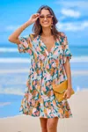 Cupshe Soft Tropics Short Sleeve Mini Dress