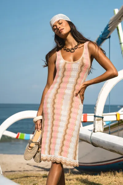 Cupshe Songbird Striped Cover-up Mini Dress In Pink