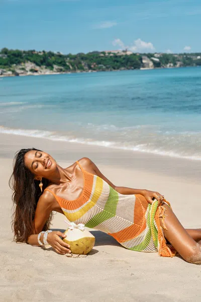 Cupshe Splash Of Citrus Chevron Cover-up Midi Dress In Multi
