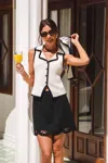 Cupshe Spontaneous Plans Black Mini Skirt In Blue