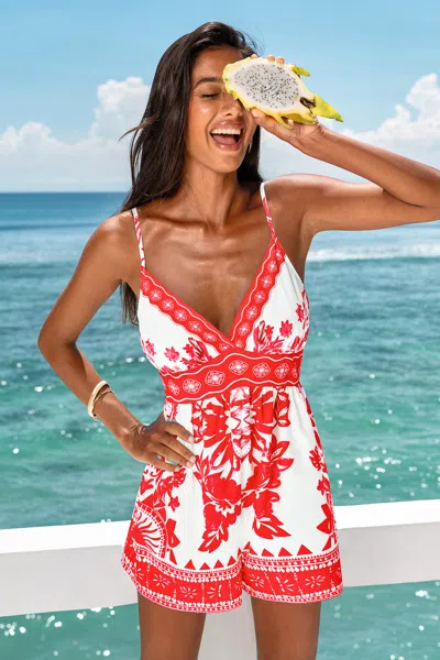 Cupshe St. Tropez State Of Mind Floral Romper In Multi