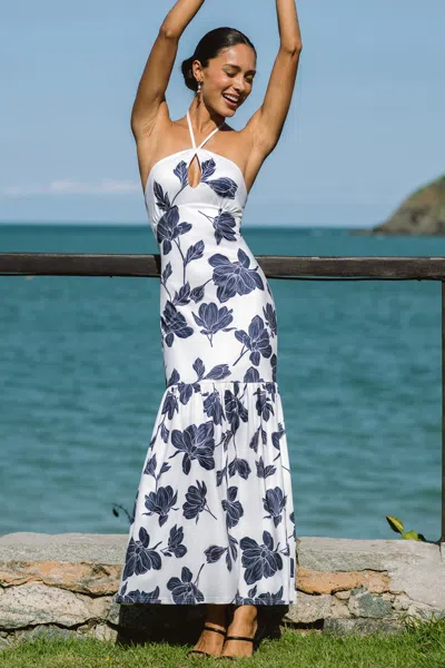 Cupshe Starlit Evening Floral Maxi Dress In Blue