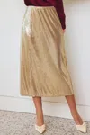 Cupshe Starlit Nights Gold Midi Skirt In Brown