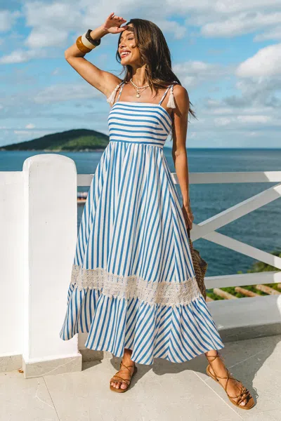 Cupshe Stars Are Aligned Striped Maxi Dress In Blue