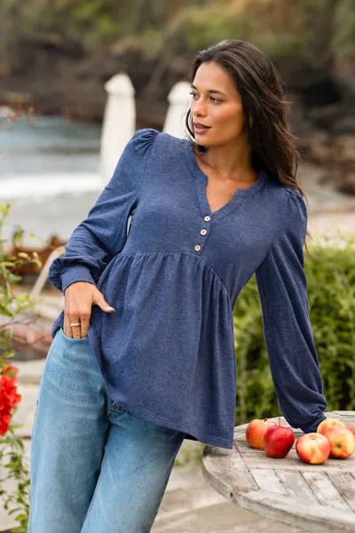 Cupshe Stay Cozy Blue Top