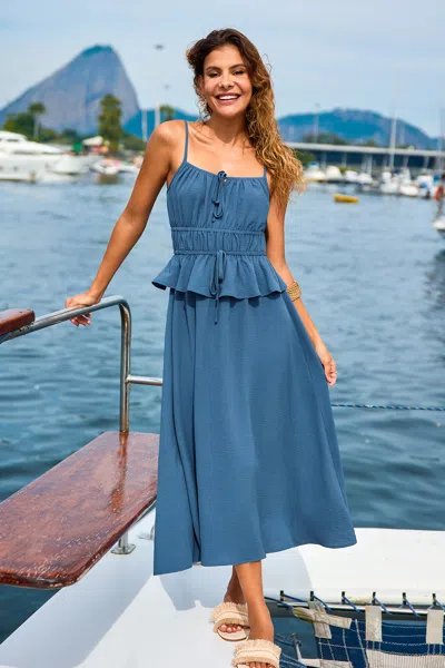 Cupshe Staying Late Blue Maxi Dress