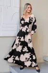Cupshe Still Blooming Floral Maxi Dress In Black