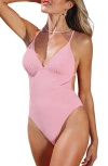 CUPSHE CUPSHE STRAPPY BACK TEXTURED ONE-PIECE SWIMSUIT