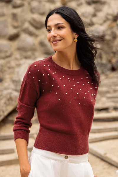 Cupshe String Of Pearls Red Sweater In Multi