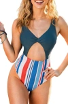 CUPSHE CUPSHE STRIPES AHOY 4TH OF JULY ONE-PIECE SWIMSUIT