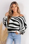 Cupshe Stripes & Vibes Animal Print Sweater In Black