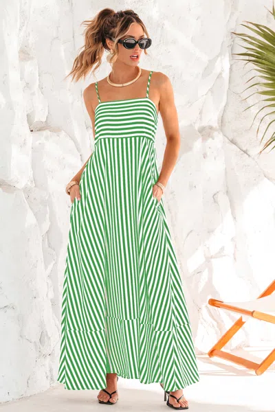 Cupshe Subtle Lines Striped Maxi Dress In Green