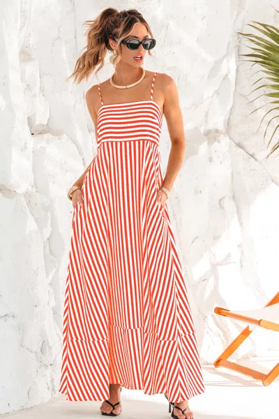 Cupshe Subtle Lines Striped Maxi Dress In Orange