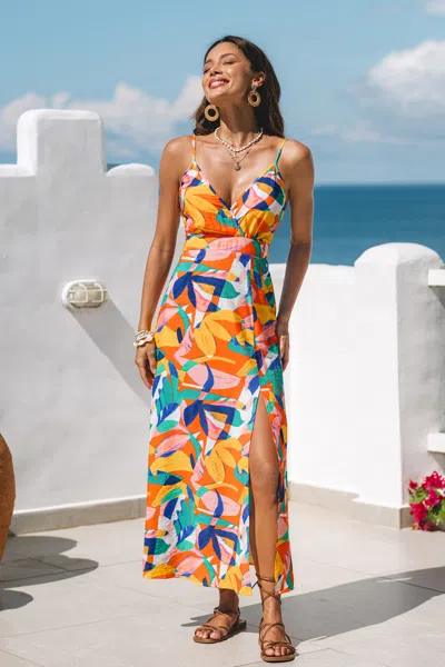 Cupshe Subtlety Abstract Maxi Dress In Orange