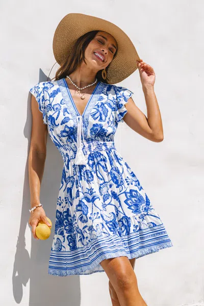 Cupshe Summer Blossom Ruffle Blue Mini Dress