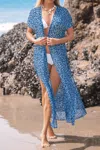 Cupshe Summer Breeze Floral Cover-up Kimono In Blue