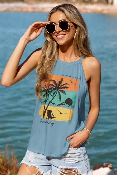 Cupshe Summer Day Graphic Tank Top In Blue