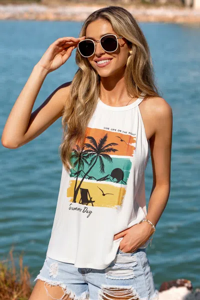 Cupshe Summer Day Graphic Tank Top In White