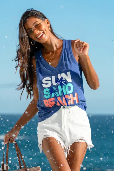 Cupshe Summer Essentials Graphic Tank In Blue