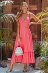Cupshe Summer Flame Coral Maxi Dress In Pink