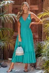 Cupshe Summer Flame Green Maxi Dress In Blue