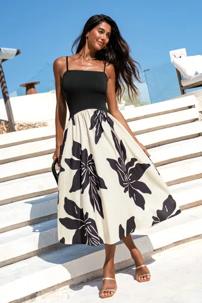Cupshe Summer Plans Floral Midi Dress In Black
