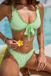 Cupshe Sun Picnic Striped Bikini Set In Green
