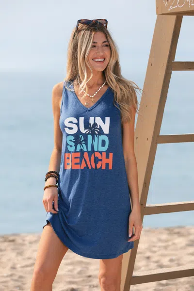 Cupshe Sun Sand Beach Graphic Mini Dress In Blue