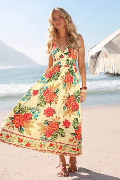 Cupshe Sun Shower Tropical Maxi Dress In Yellow
