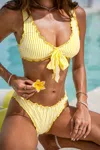 Cupshe Sunny Picnic Striped Bikini Set In Yellow