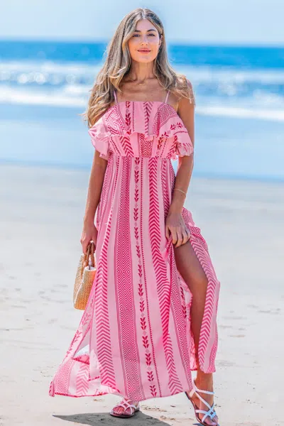 Cupshe Sunset Fantasy Geo Maxi Dress In Red