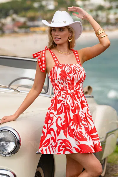 Cupshe Sunset Society Tropical Mini Dress In Red