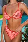 Cupshe Sweet Cherry Gingham Bikini Set In Red