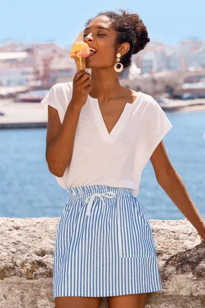 Cupshe Sweet On You Striped Mini Skirt In Blue