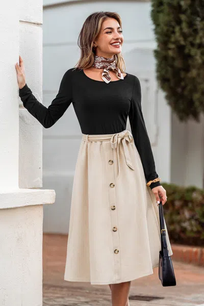 Cupshe Sweet Praline Two-toned Midi Dress In Neutral