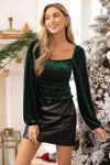 Cupshe Sweet Velvet Green Top In Green