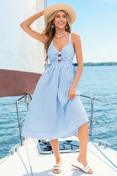 Cupshe Sweetest Striped Maxi Dress In Blue