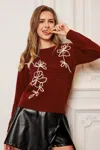Cupshe Sweets & Roses Red Sweater In Red