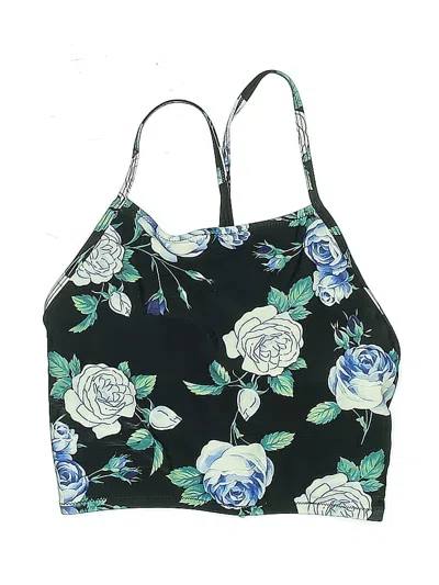 Pre-owned Cupshe Swimsuit Top Black Floral Pattern Swimwear