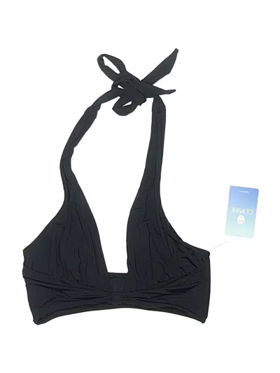 Pre-owned Cupshe Swimsuit Top Black Solid Pattern Swimwear