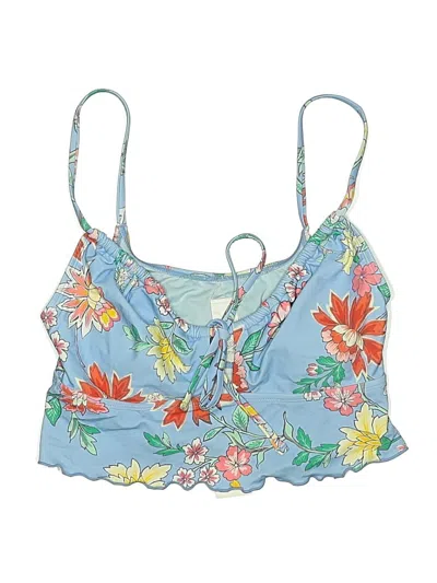 Pre-owned Cupshe Swimsuit Top Blue Floral Pattern Swimwear