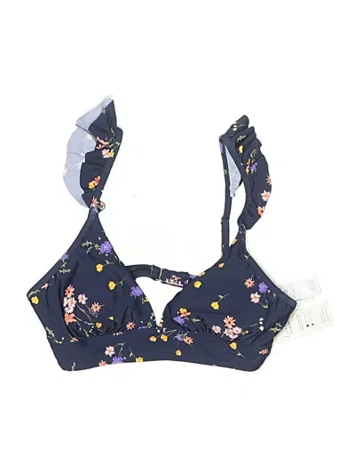 Pre-owned Cupshe Swimsuit Top Blue Floral Pattern Swimwear