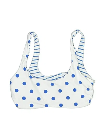 Cupshe Swimsuit Top Blue Polka Dots Pattern Swimwear In White
