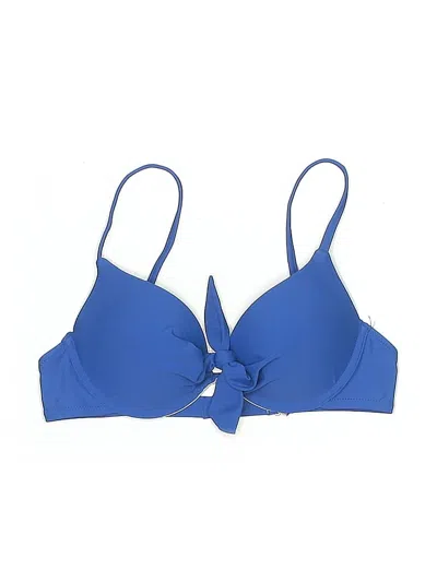 Pre-owned Cupshe Swimsuit Top Blue Solid Pattern Swimwear