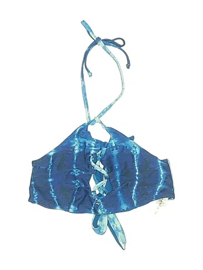 Pre-owned Cupshe Swimsuit Top Blue Tie-dye Pattern Swimwear