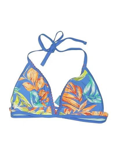 Pre-owned Cupshe Swimsuit Top Blue Tropical Pattern Swimwear