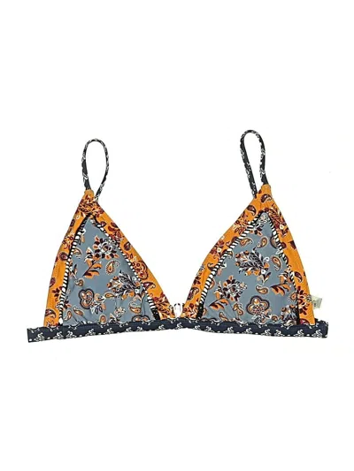 Pre-owned Cupshe Swimsuit Top Blue Tweed Pattern Swimwear