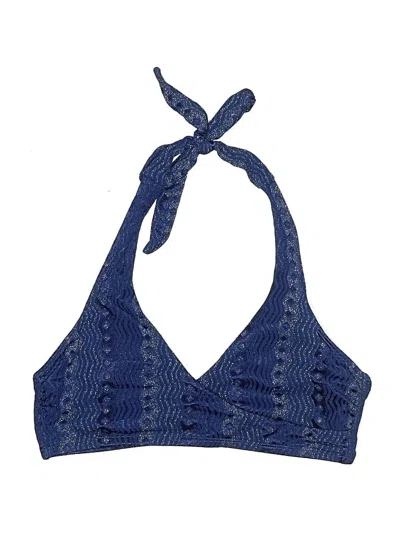 Pre-owned Cupshe Swimsuit Top Blue Tweed Pattern Swimwear