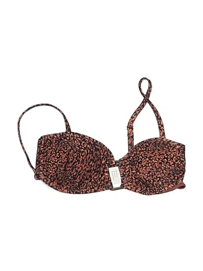 Pre-owned Cupshe Swimsuit Top Brown Animal Print Pattern Swimwear